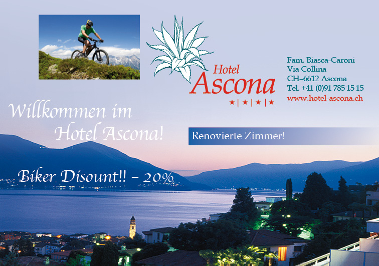 Hotel Ascona Mountain Bike paradise with 20% for you !